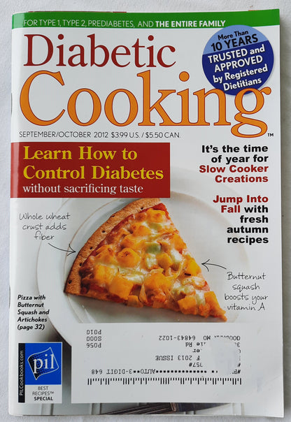 Diabetic Cooking Magazine (Very good, Sept/Oct 2012, Pbk, 98 pgs)