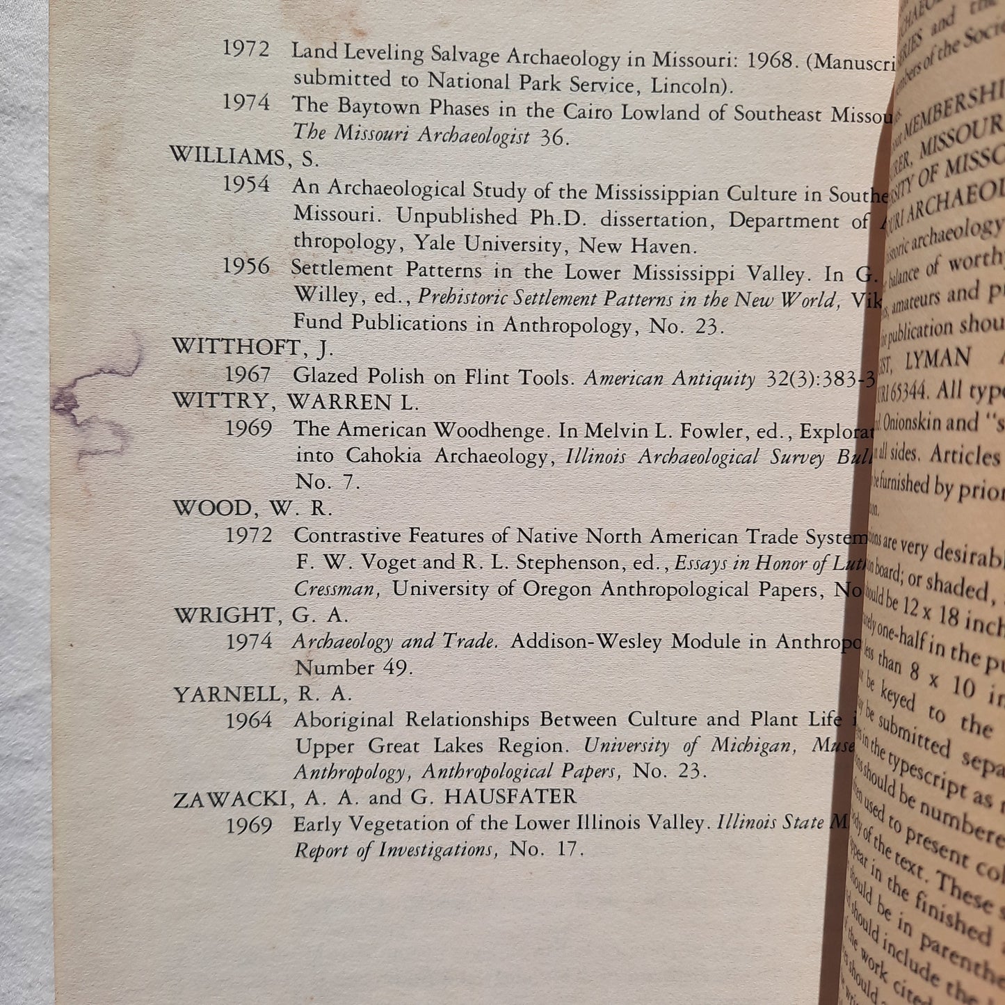 The Missouri Archaeologist: Investigation and Comparison of Two Fortified Mississippi Tradition Archaeological Sites in Southeastern Missouri by (Vol. 38/Dec. 1977, Acceptable, 346 pgs)