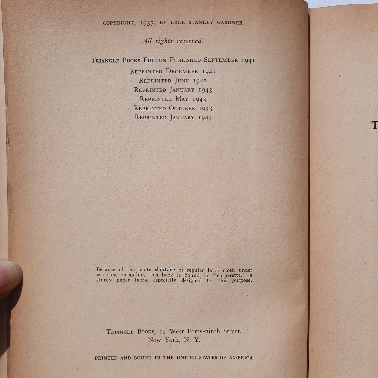 The D.A. Calls It Murder by Erle Stanley Gardner (Acceptable, 1944, HC, 295 pages, Triangle Books)