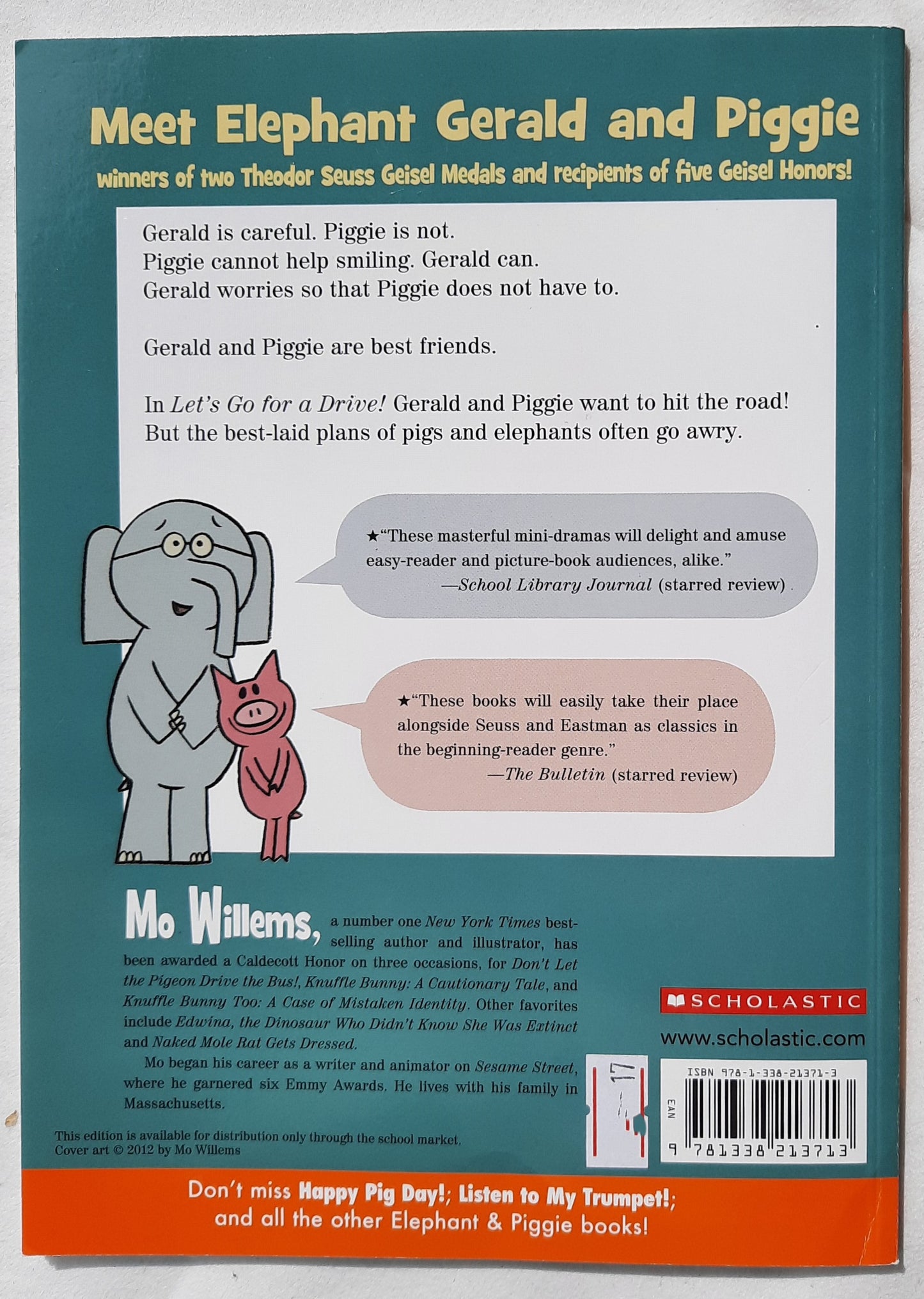 Elephant & Piggie: Let's Go For a Drive! by Mo Willems (Like new, 2012, Pbk, 64 pages, Scholastic)