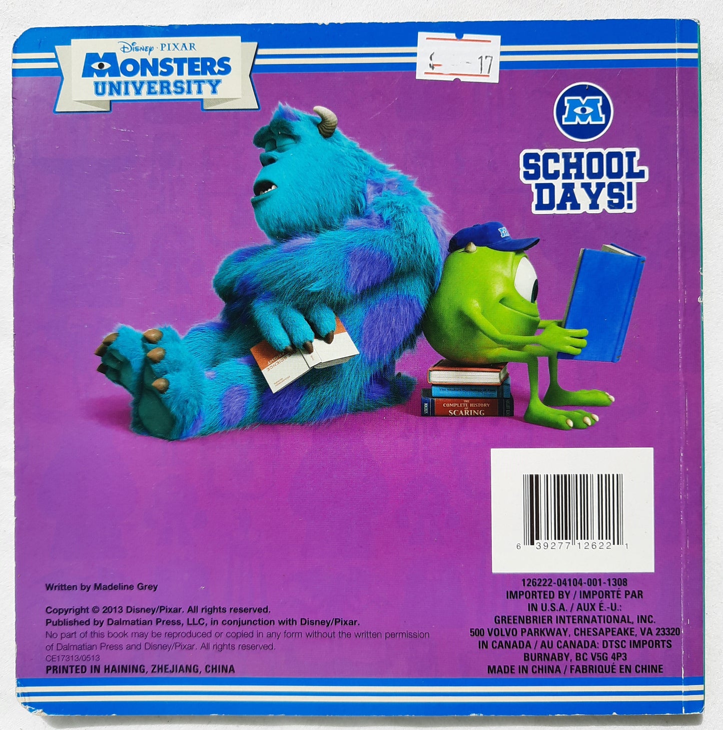 Monsters University: School Days by Madeline Grey (Good, 2013, Board book, 10 pages, Disney)