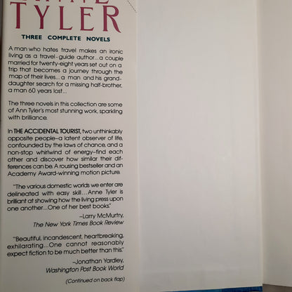 Anne Tyler: A New Collection: The Accidental Tourist/Breathing Lessons/Searching for Caleb (Very good, 1991, HC, 696 pages, Wings Books)