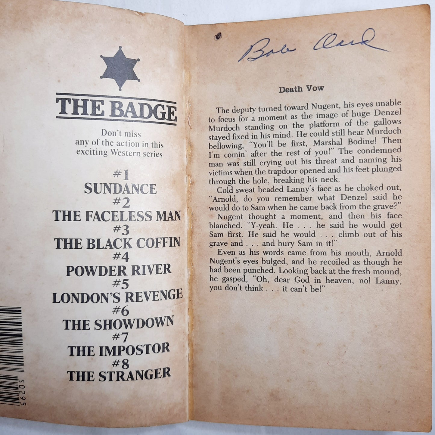 The Badge: The Stranger #8 by Bill Reno (Acceptable, 1988, Pbk, 185 pages, Bantam Books)