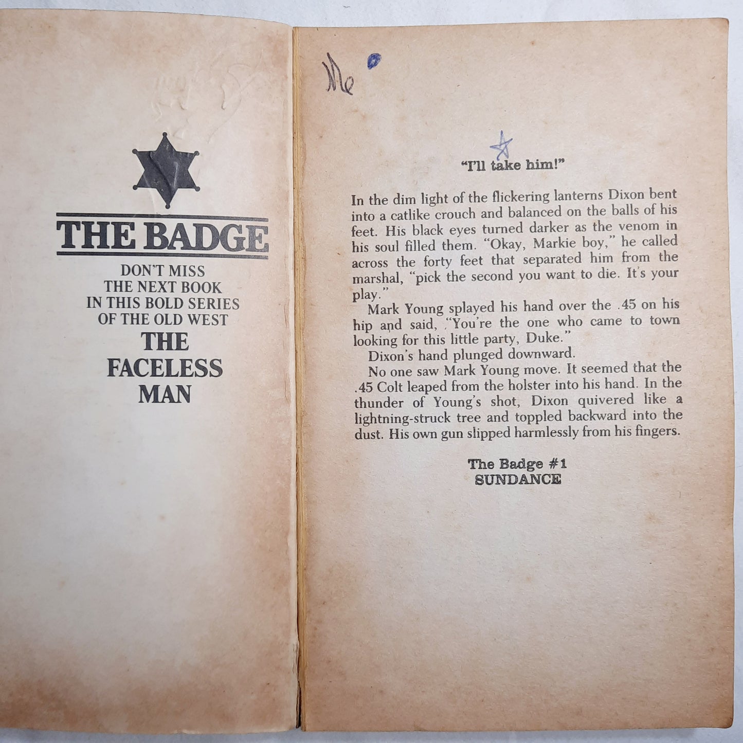 The Badge: Sundance #1 by Bill Reno (Acceptable, 1987, Pbk, 184 pages, Bantam Books)