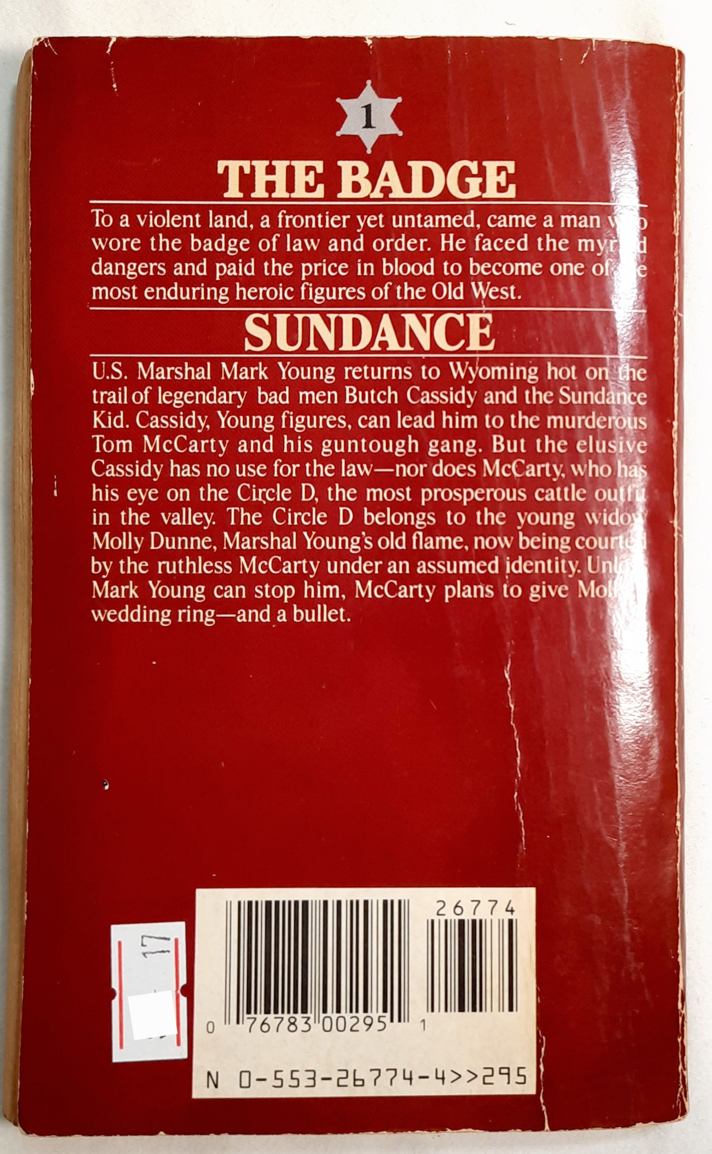 The Badge: Sundance #1 by Bill Reno (Acceptable, 1987, Pbk, 184 pages, Bantam Books)