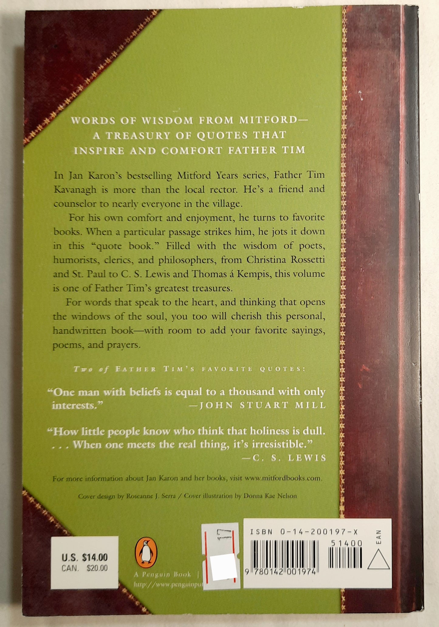 Patches of Godlight: Father Tim's Favorite Quotes by Jan Karon (Very Good, 2001, Pbk, 192 pages, Penguin Books)