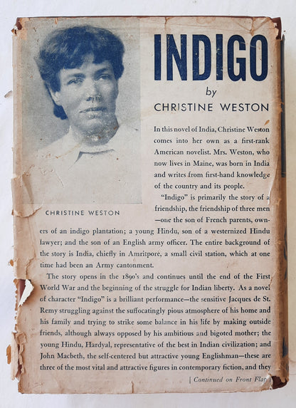 Indigo by Christine Weston (Good, 1943, HC, 374 pages, Charles Scribner's Sons)