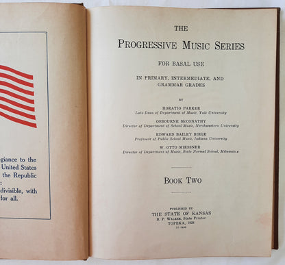 The Progressive Music Series: Book Two by Horatio Parker (Good, 1920, HC, 192 pages, State of Kansas )