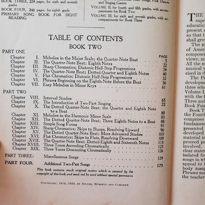 The Progressive Music Series: Book Two by Horatio Parker (Good, 1920, HC, 192 pages, State of Kansas )