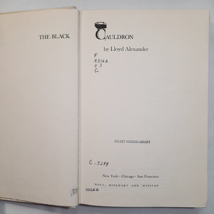 The Black Cauldron by Lloyd Alexander (Acceptable, 1967, HC, 224 pages, Holt Library Edition)