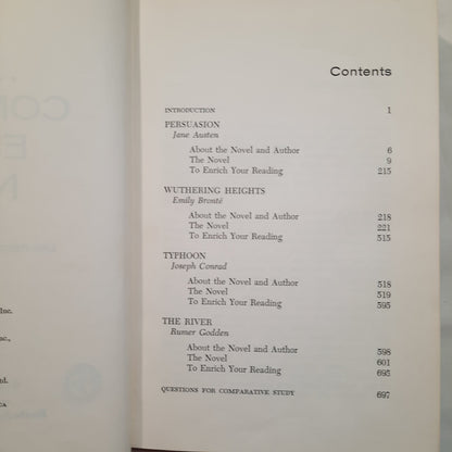 Four Complete English Novels: Persuasion by Jane Austen; Wuthering Heights by Emily Bronte; Typhoon by Joseph Conrad; The River by Rumer Godden (Good, 1960, HC, 698 pgs, Globe Book Co.)