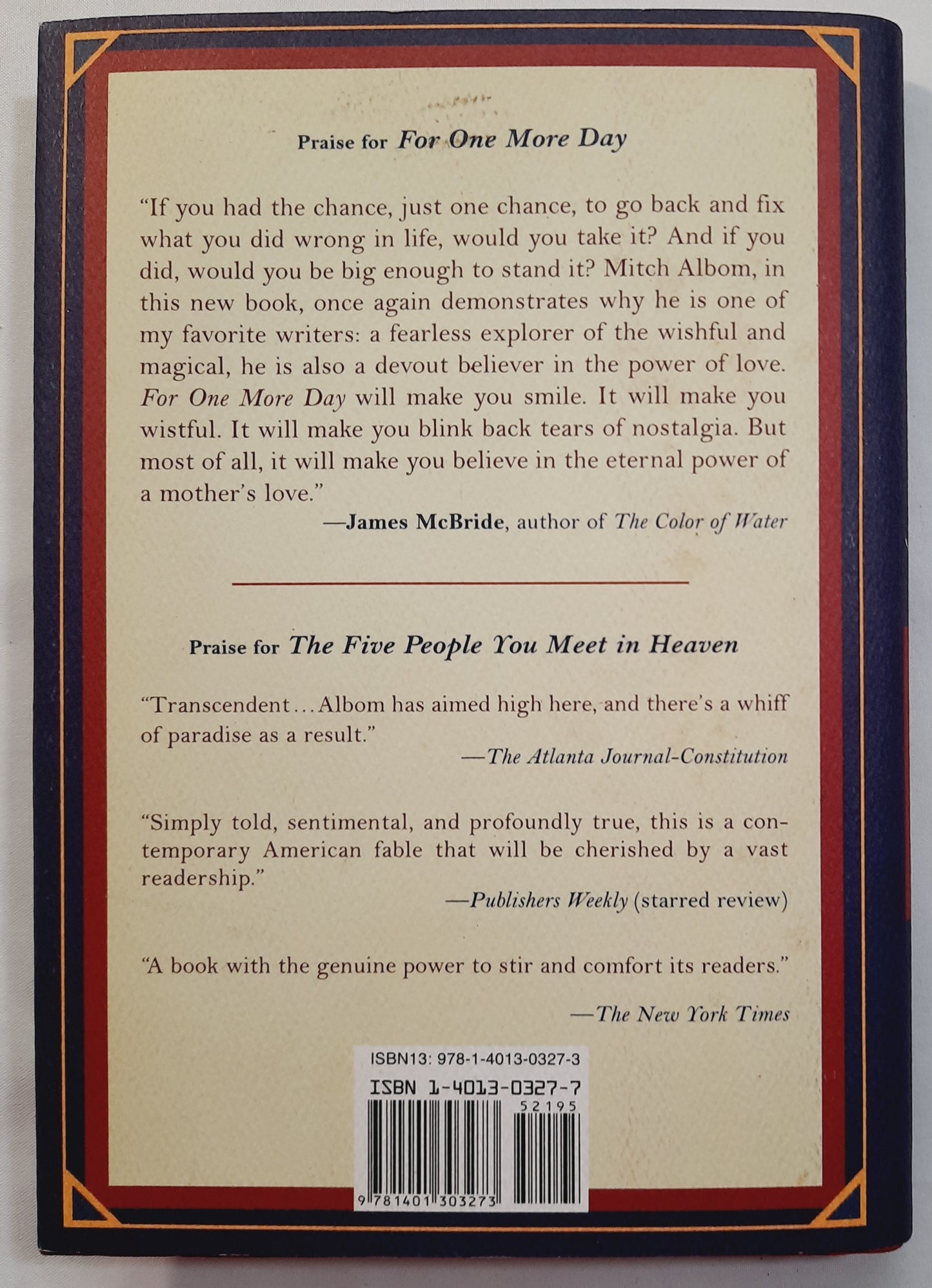 For One More Day by Mitch Albom (Good, 2006, HC, 200 pages, Hyperion)