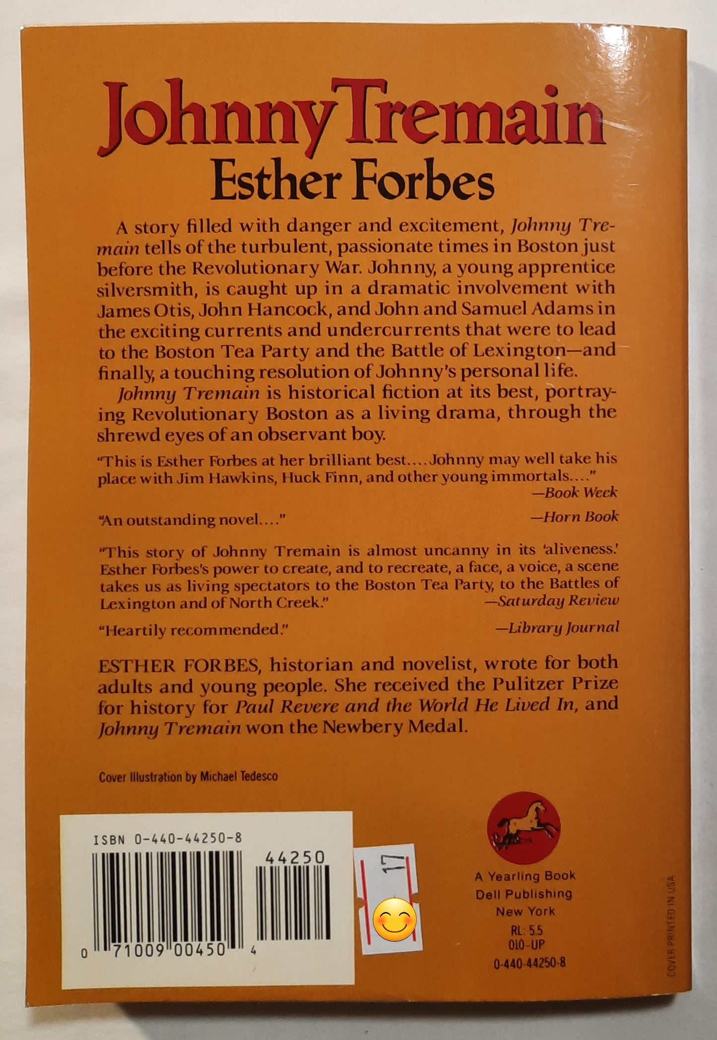 Johnny Tremain by Esther Forbes (Very good, 1987, Pbk, 256 pages, Yearling Books)