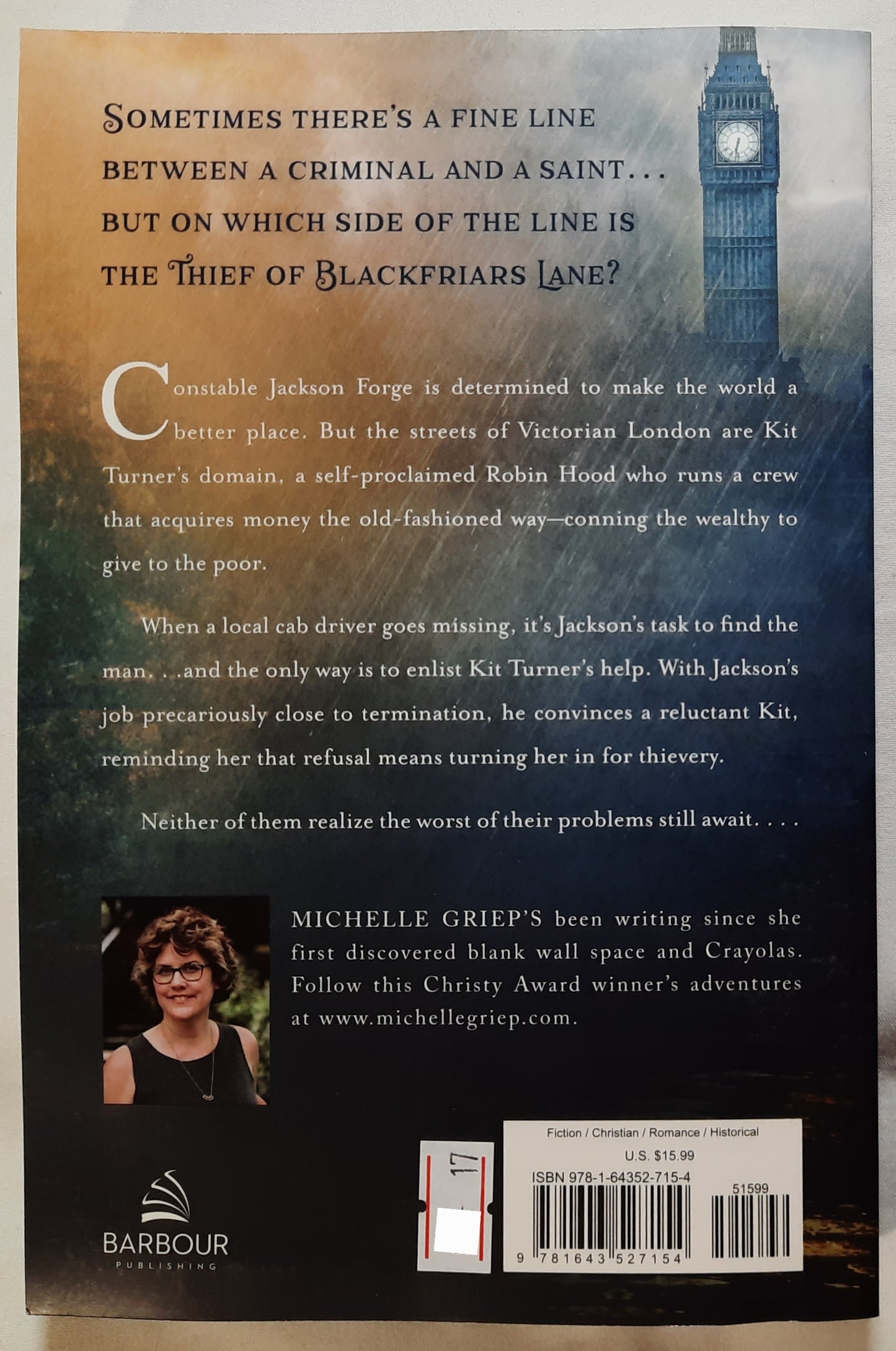 The Thief of Blackfriars Lane by Michelle Griep (New, 2021, Pbk, 313 pages, Barbour)