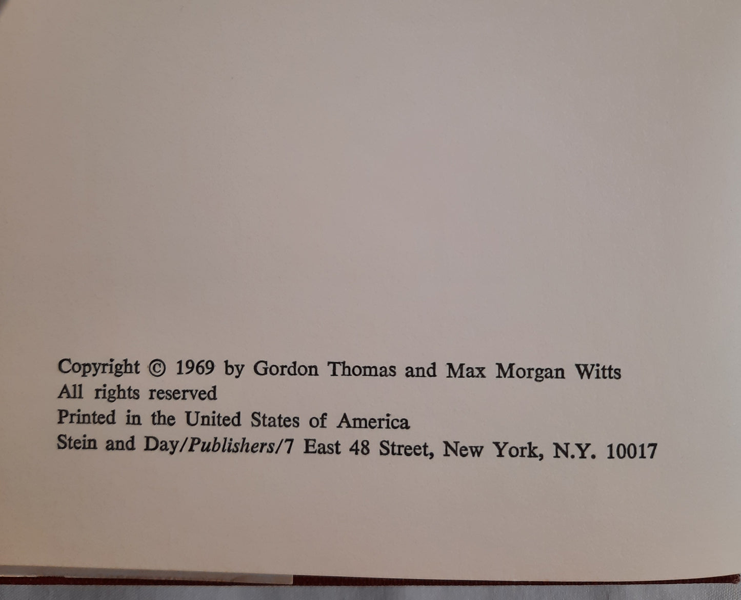 The Day the World Ended by Gordon Thomas; Max Morgan Witts (Very good, 1969, 302 pages, Stein and Day)