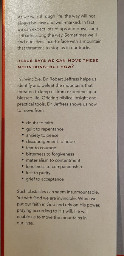 Invincible: Conquering the Mountains that Separate You from the Blessed Life by Robert Jeffress (New, 2021, HC, 234 pages, BakerBooks)