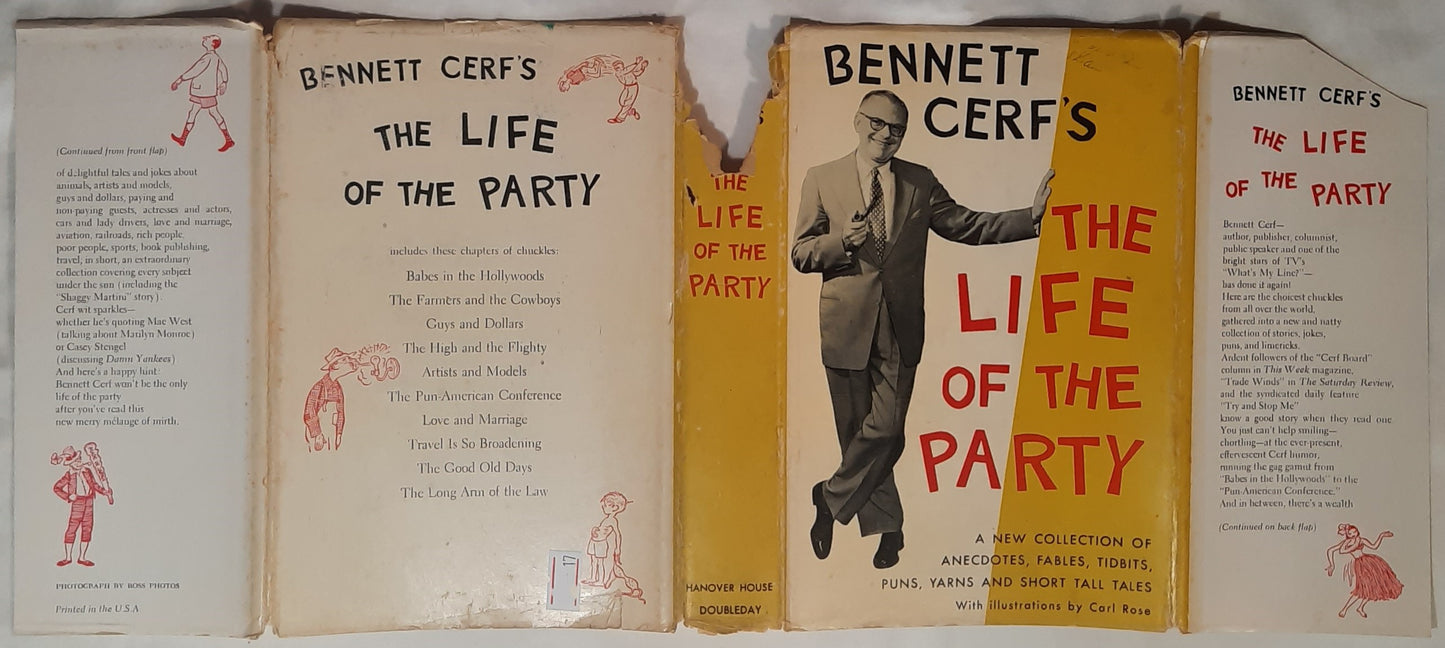 Bennett Cerf's The Life of the Party: A New Collection of Anecdotes, Fables, Tidbits, Puns, Yarns, and short Tall Tales (Good, 1956, HC, 352 pages, Doubleday)