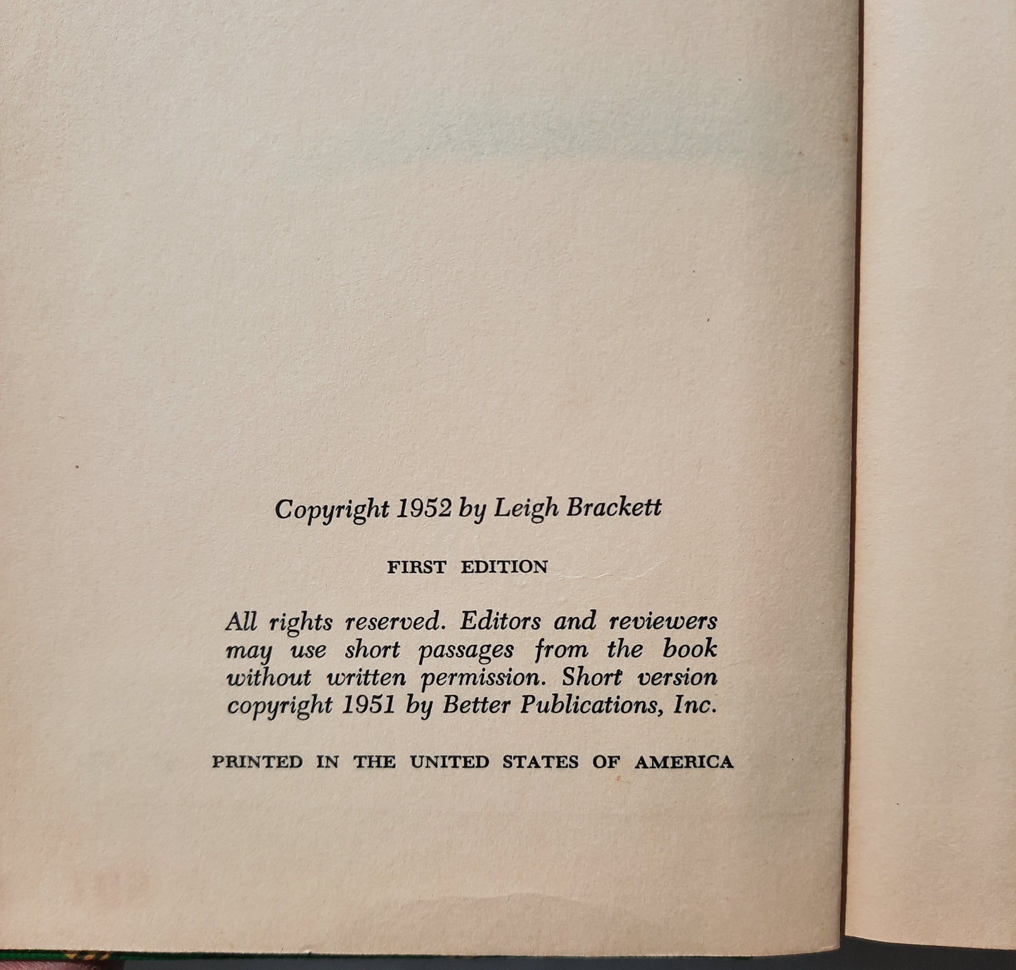 The Starmen by Leigh Brackett (Good, 1952, HC, 213 pages, The King Company, First Edition)