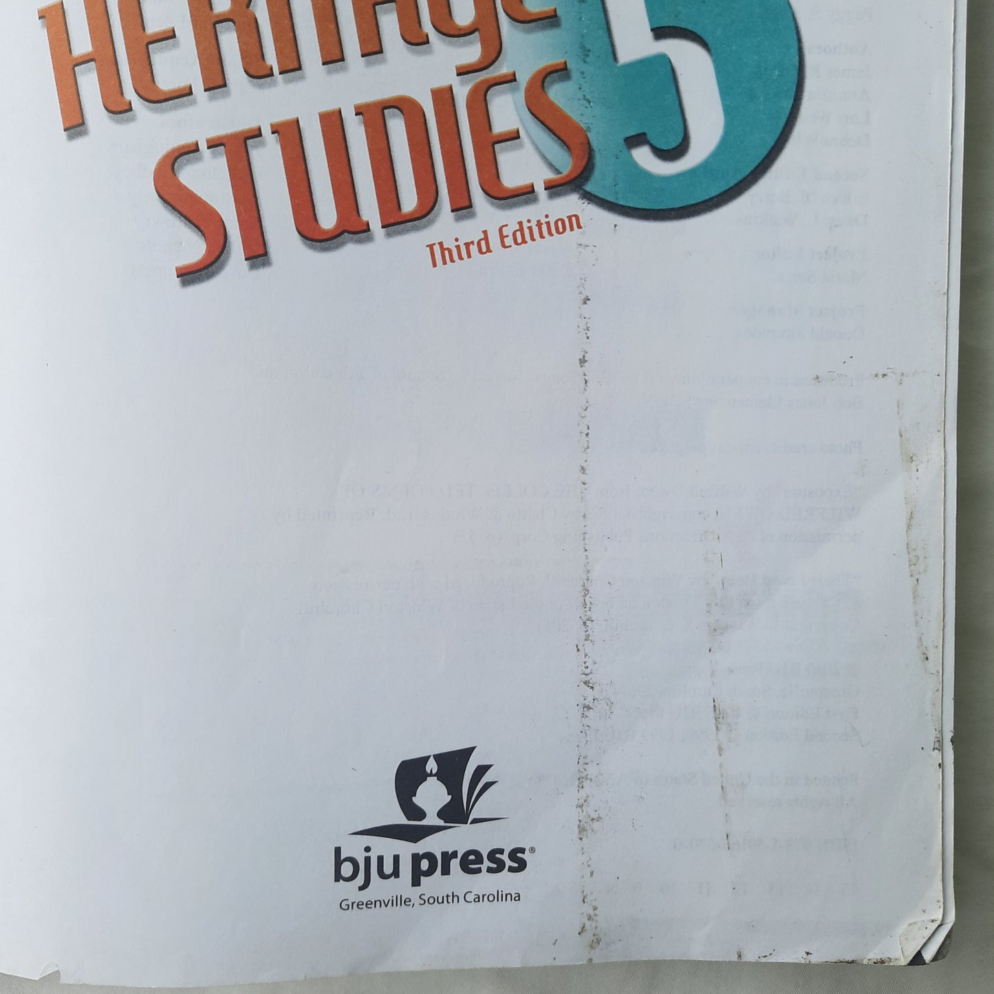 Heritage Studies 5 Student textbook 3rd edition by BJU Press (Good, 2010, Pbk, 346 pages)