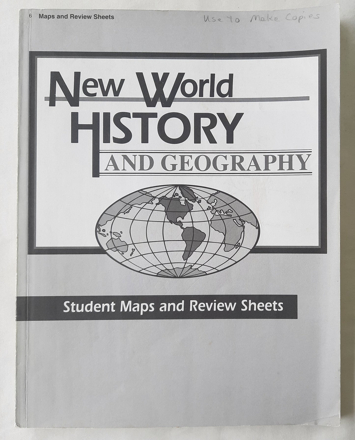 Abeka New World History and Geography Student Maps and Review Sheets 2nd Ed. (Very good, 1999, Pbk, 123 pages)