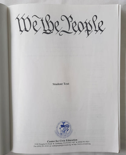 We the People Student Text by Judith A. Matz (Very good, 1998, Pbk, Center for Civic Education)