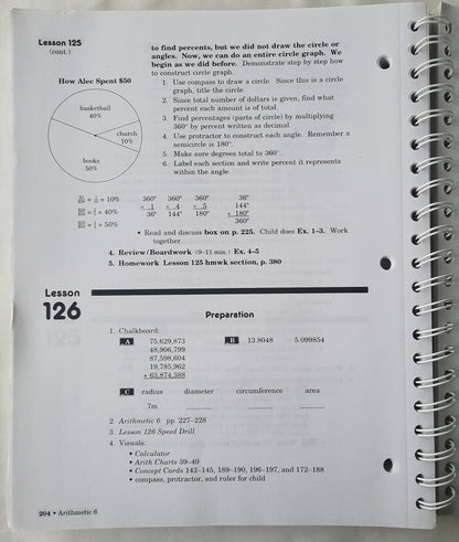 Abeka Home School Arithmetic 6 Curriculum/Lesson Plans (Good, 2008, Spiral Pbk, 272 pages)