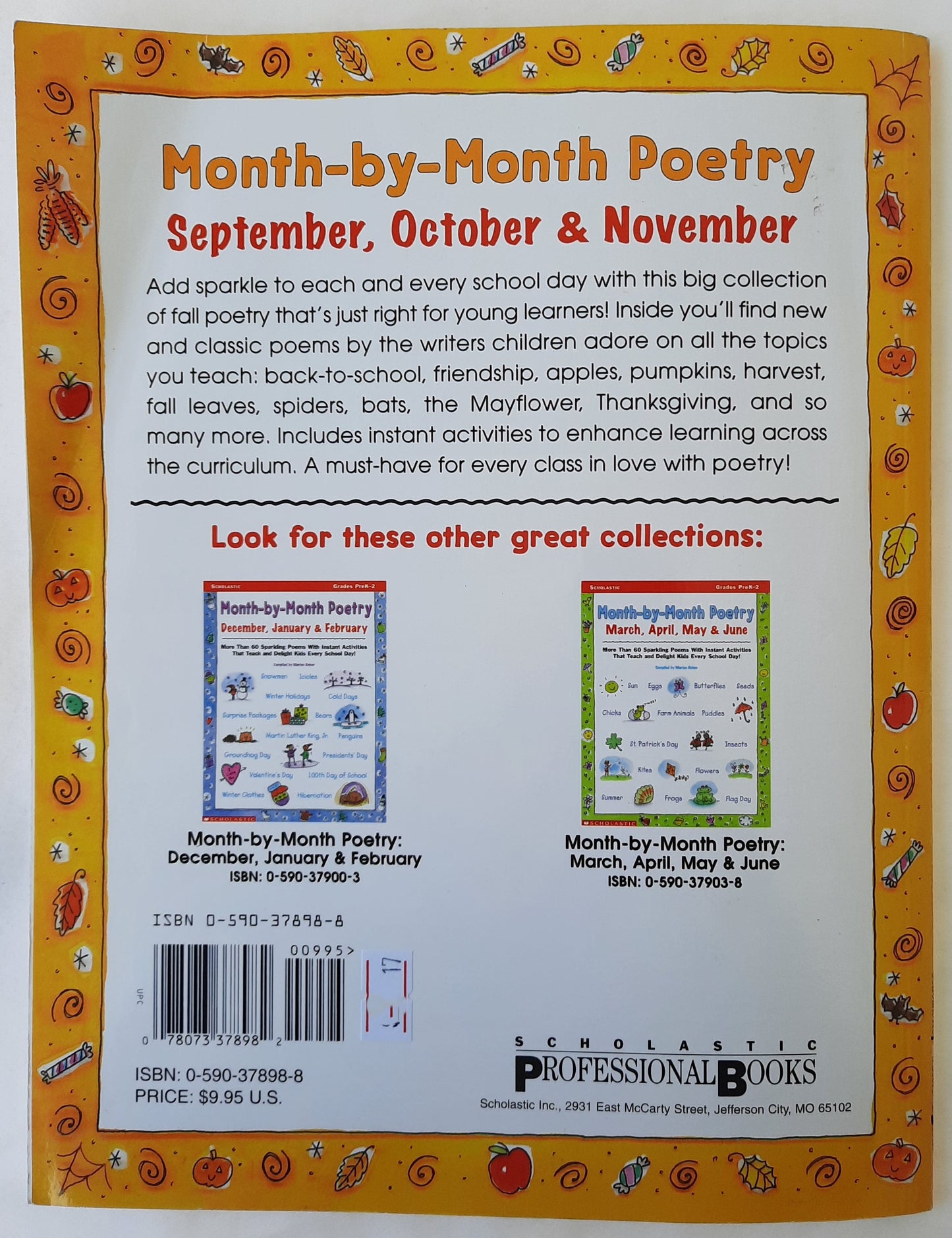 Month-by-Month Poetry Grades PK-2 by Marian Reiner (Good, 1999, Pbk, 64 pages, Scholastic)