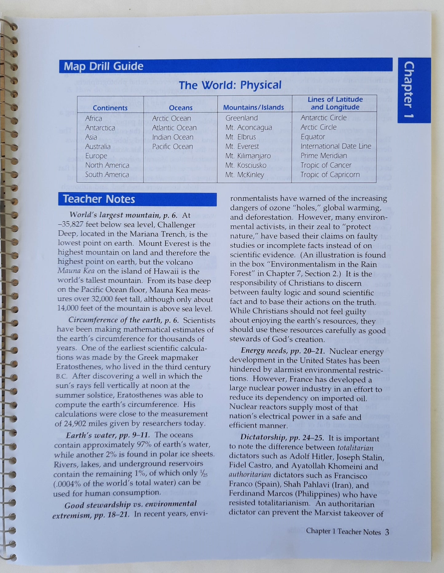 Abeka World Geography in Christian Perspective Teacher Guide (Very Good, 72 pages, Spiral Pbk)