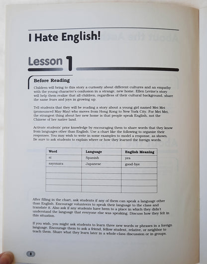 Scholastic Book Guides: I Hate English! by Ellen Levine (Very good, 2003, Pbk, 25 pages)