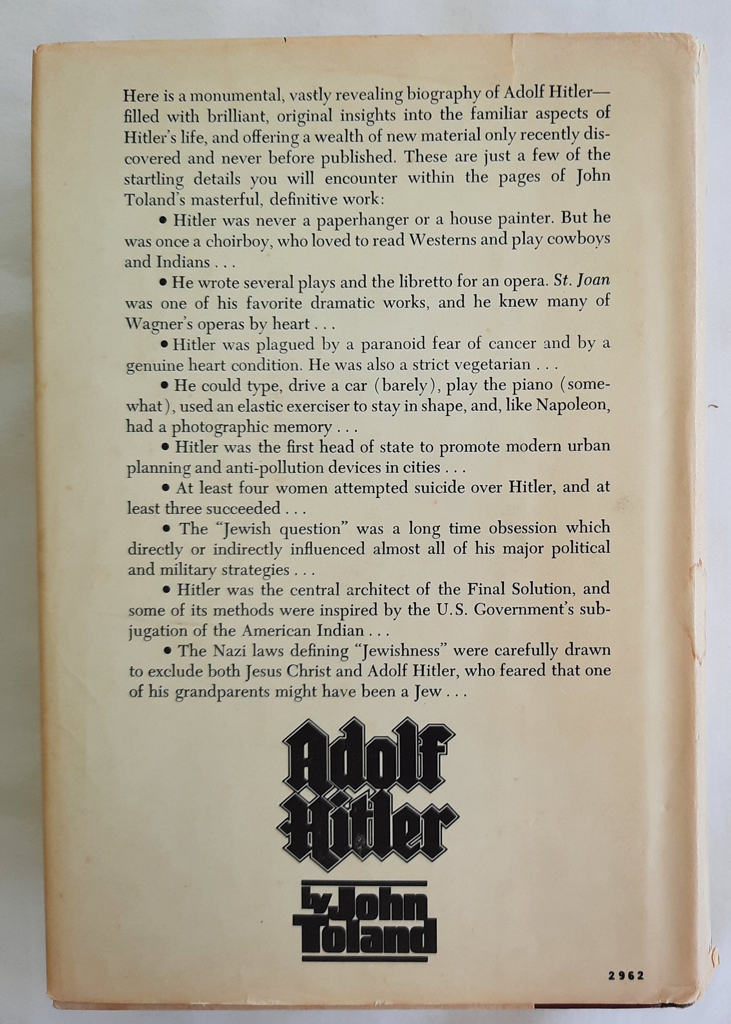 Adolf Hitler Vol. 1 by John Toland (Good, 1976, HC, 584 pages, Doubleday & Co.)