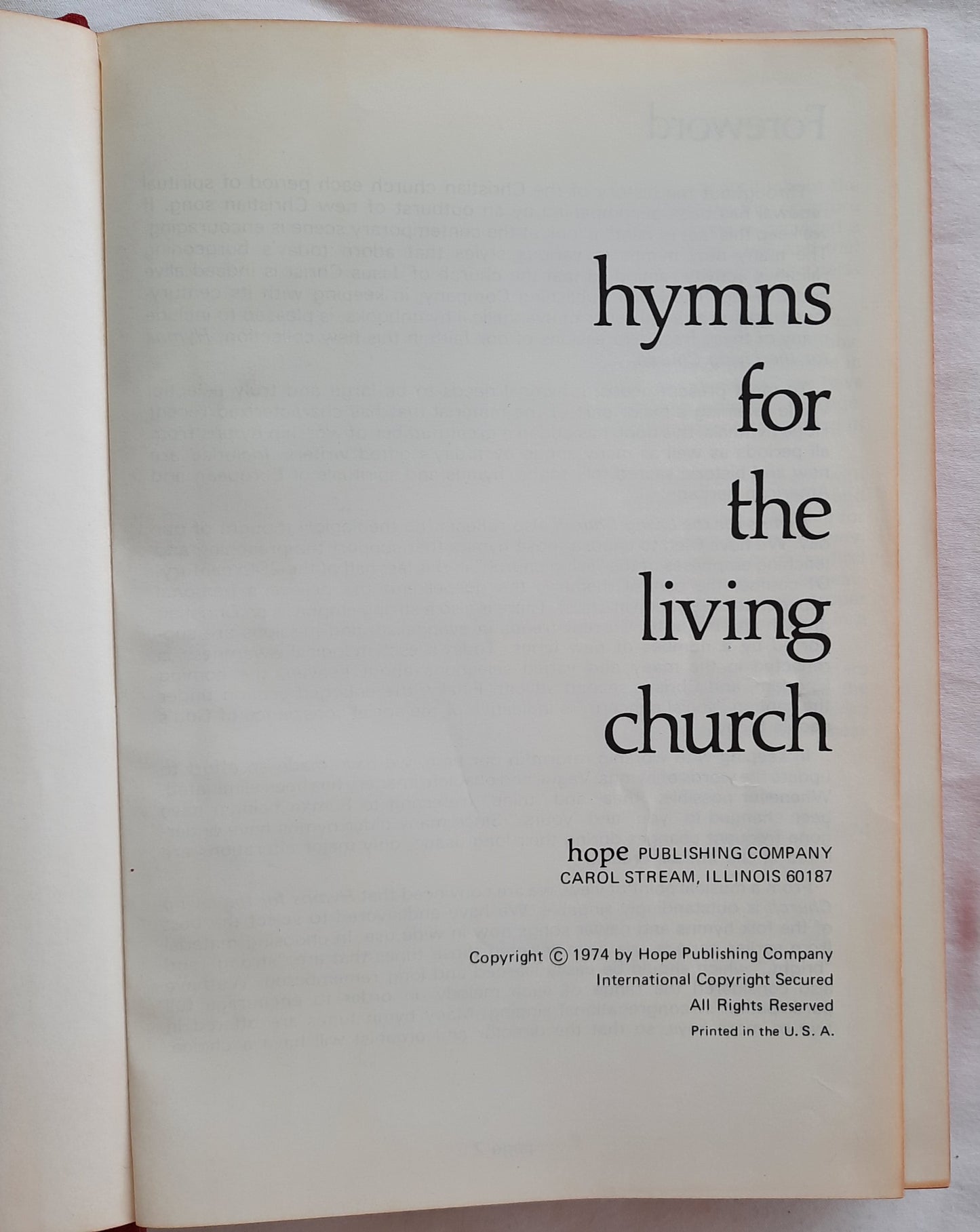 Hymns for the Living Church edited by Donald P. Hustad (Very good, 1974, HC, 574 pages, Hope Publishing)