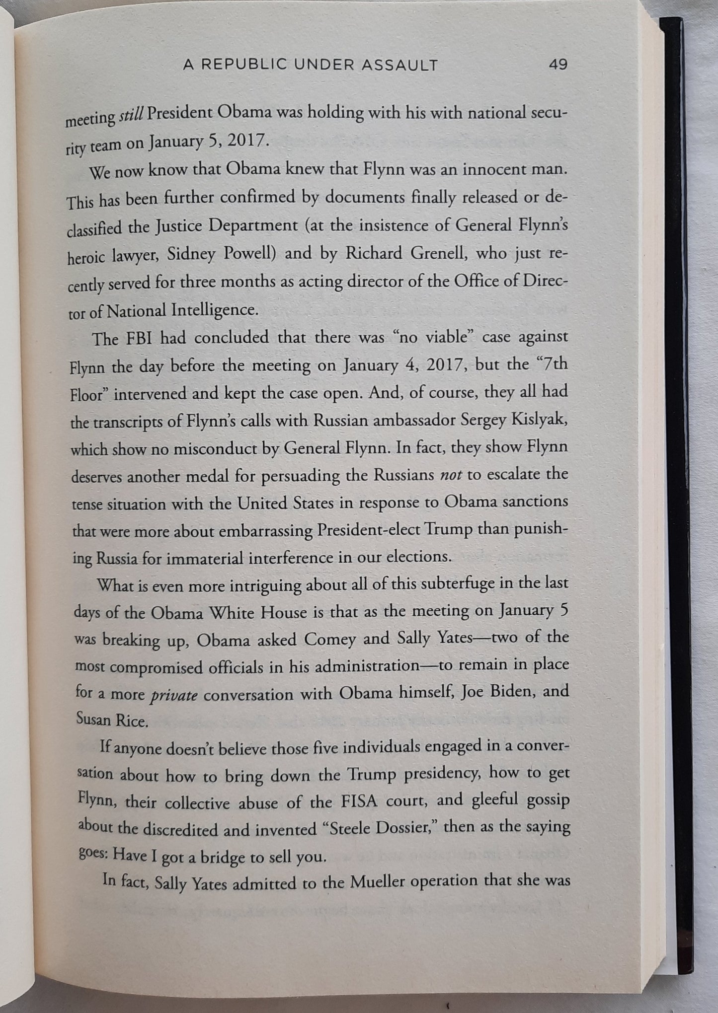 A Republic Under Assault: The Left's Ongoing Attack on American Freedom by Tom Fitton (Very good, 2020, HC, 312 pages, Simon & Schuster)