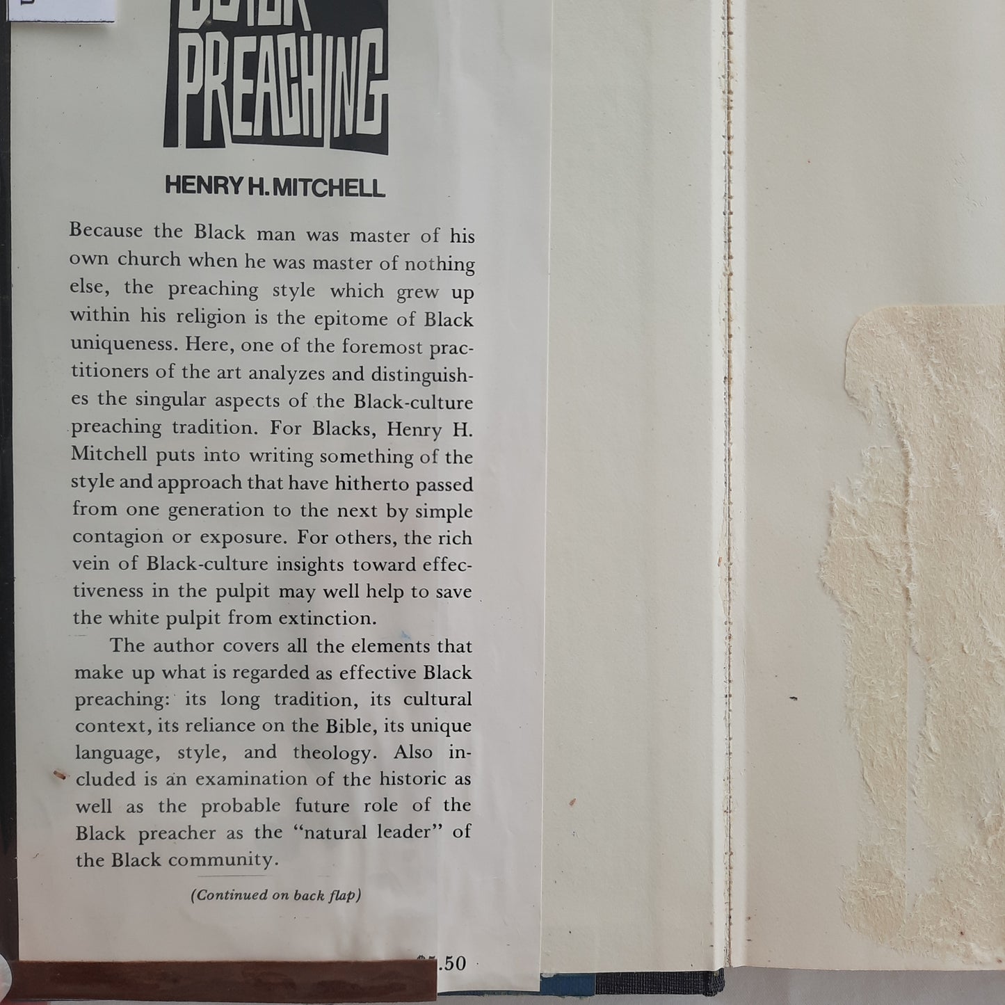 Black Preaching by Henry H. Mitchell (Good, 1970, HC, 248 pages, J.B. Lippincott Co.)