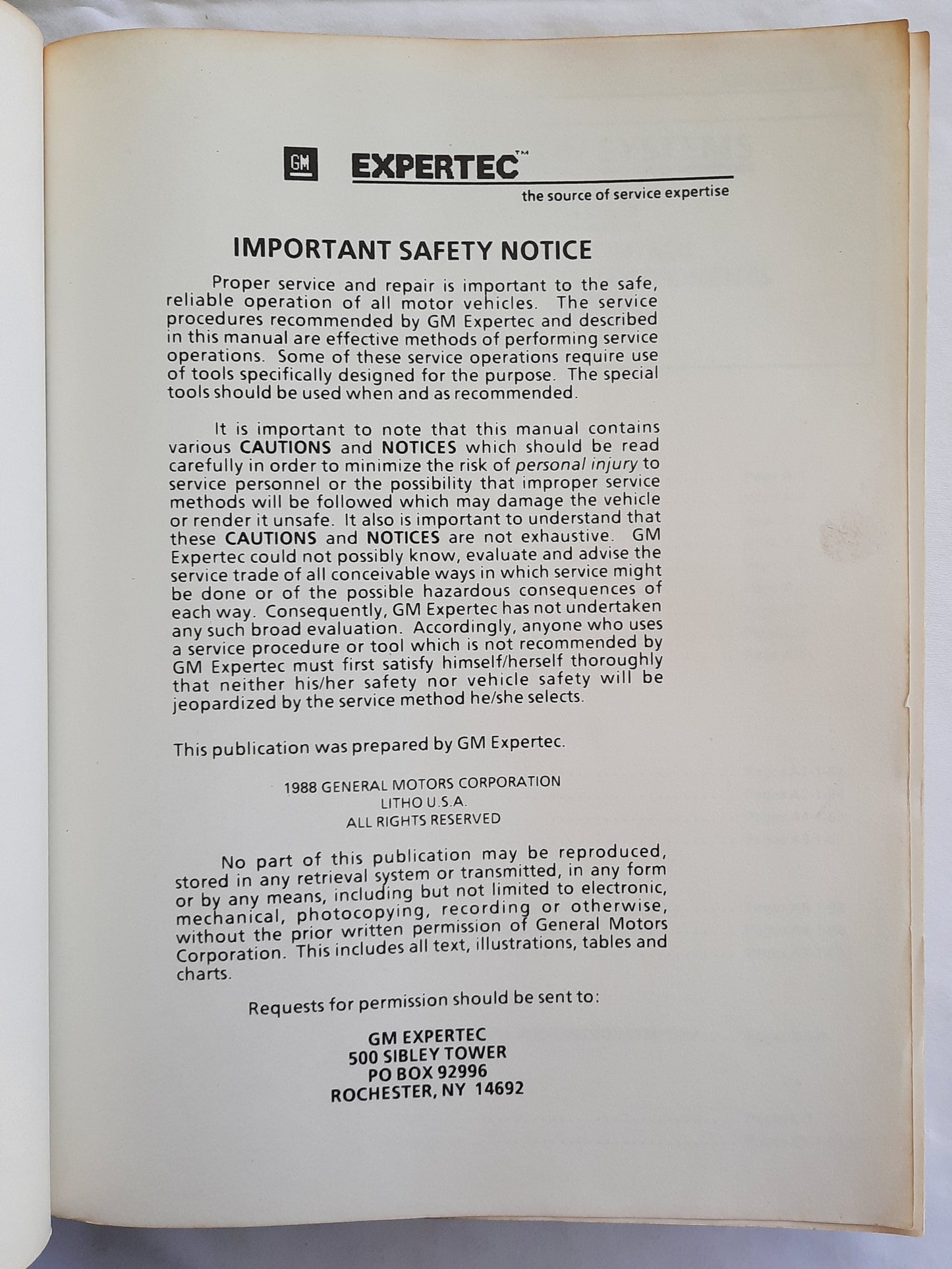 GM Expertec Driveability and Emissions Diagnostics 1986 Port Fuel Injection by General Motors Corp. (Good, 1988, Pbk)