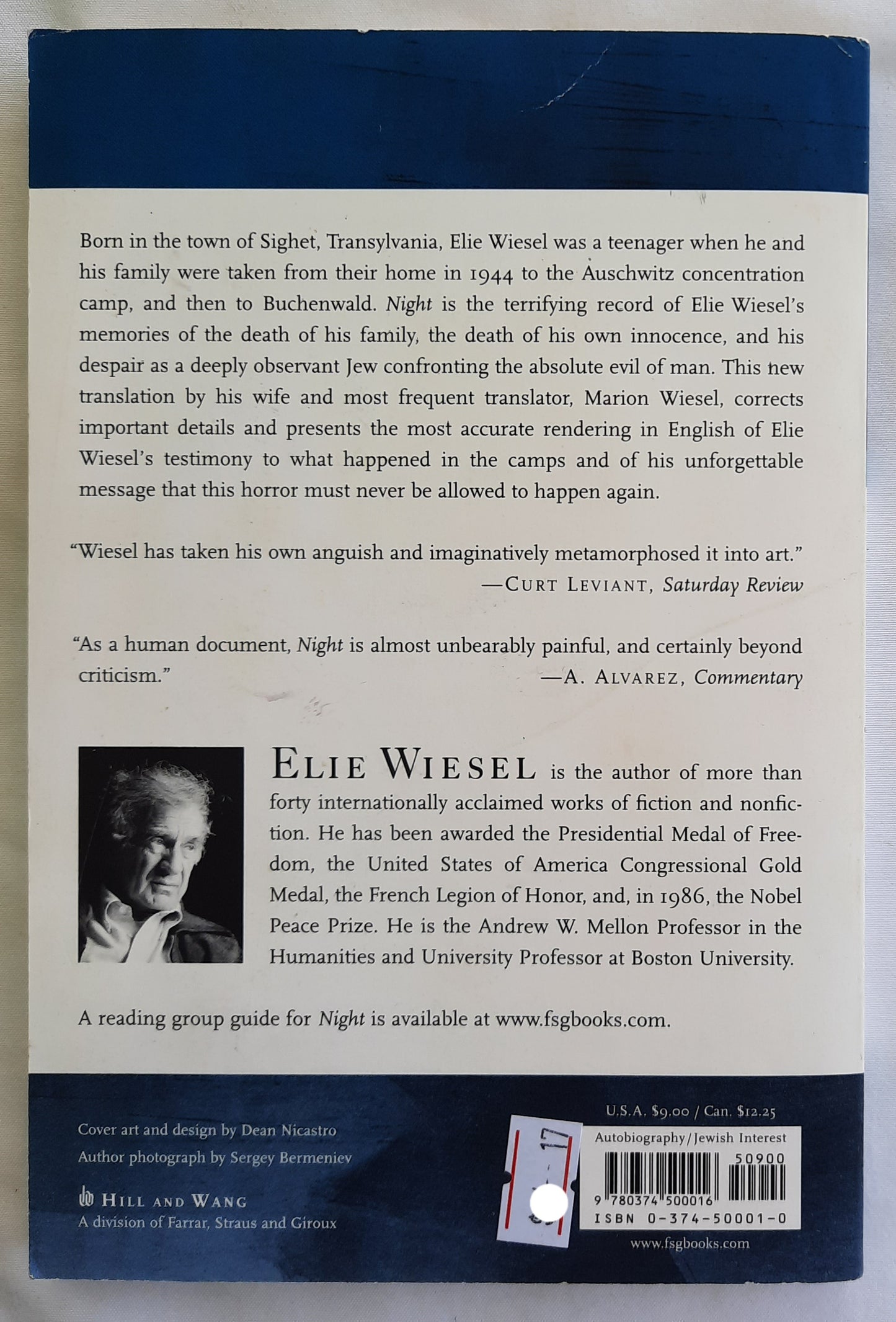 Night by Elie Wiesel (Good, 2006, Paperback, 120 pages, Hill and Wang)