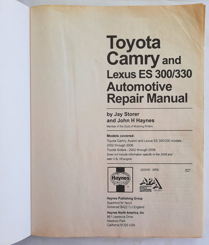 Haynes Repair Manual: Toyota Camry 2002 thru 2006 by Len Taylor (Good, 2013, Pbk)