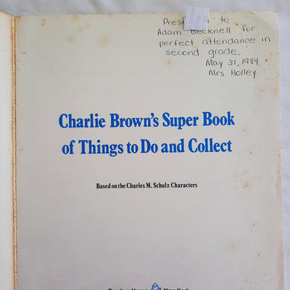 Charlie Brown's Super Book of Things to Do and Collect by Eleanor Ehrhardt (Good, 1975, Pbk, 80 pages, Random House)