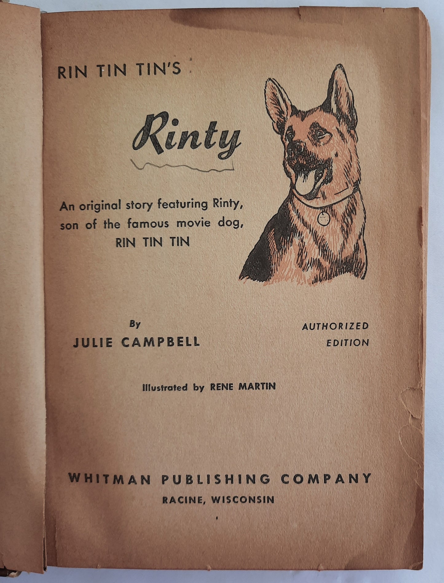 Rin Tin Tin's Rinty by Julie Campbell (Acceptable, 1954, HC, 282 pages, Whitman Publishing)