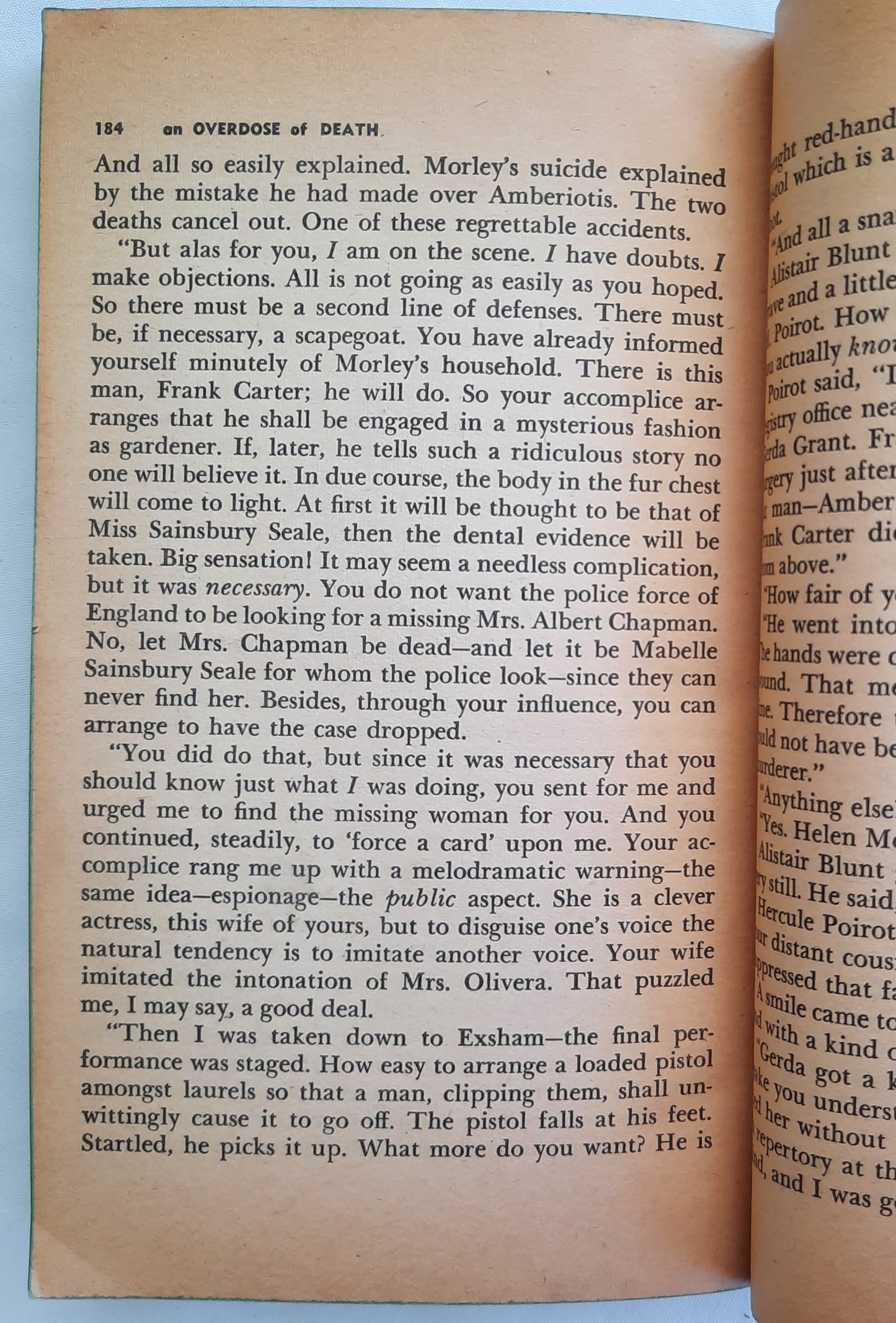 An Overdose of Death by Agatha Christie (Hercule Poirot, Good, 1967, Pbk, 192 pages, Dell)