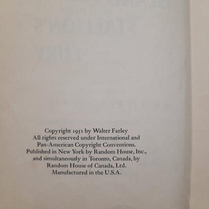 The Island Stallion's Fury #7 by Walter Farley (Acceptable, 1951, HC, 246 pages, Random House)