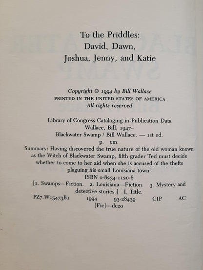 Blackwater Swamp by Bill Wallace (Good, 1994, HC, 185 pages, Holiday House)