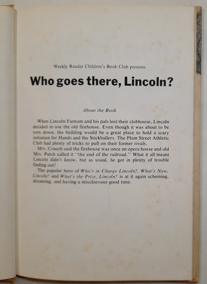 Who Goes There, Lincoln? by Dale Fife (Good, 1975, HC, 64 pages, Weekly Reader Children's Book Club)