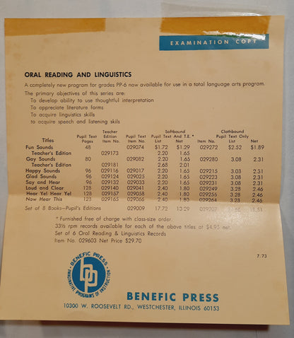 Hear Ye! Hear Ye! Oral Reading and Linguistics Teacher's Edition by Mildred A. Dawson; Georgiana Newman (Good, 1969, Pbk, 128 pages, Benefic Press)