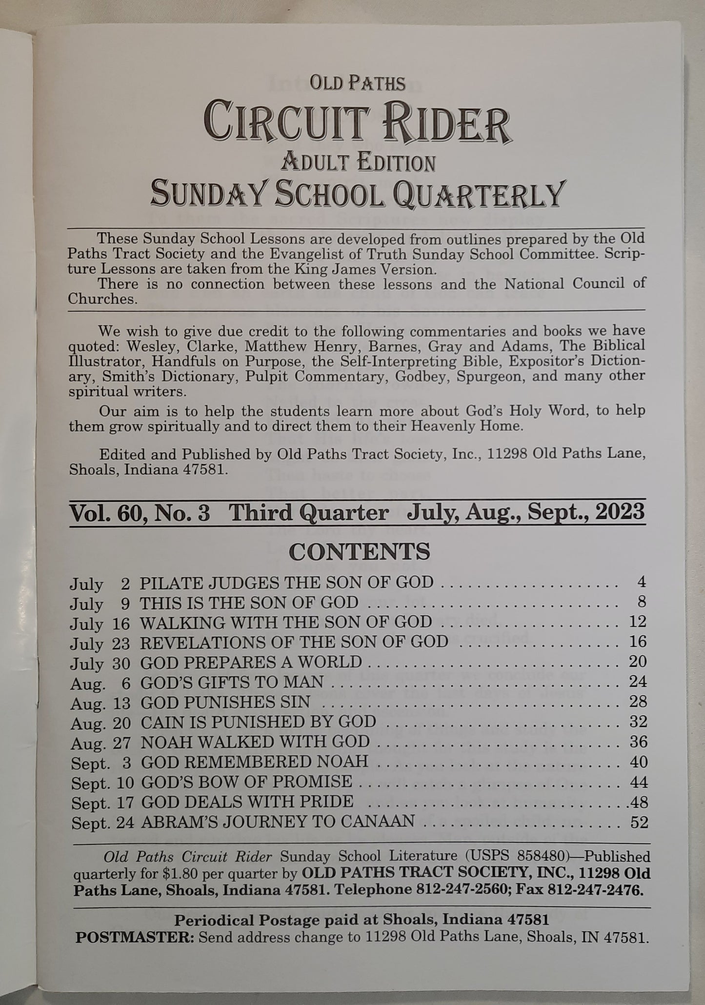 Old Paths Circuit Rider Large Print Adult Edition July, August, September 2023 (Very good, Pbk)