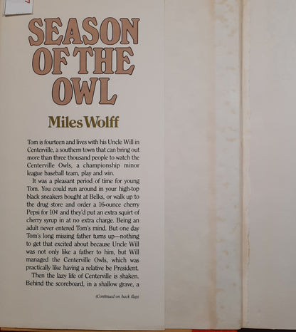 Season of the Owl by Miles Wolff Jr. (Good, 1980, HC, 181 pages, Stein and Day)