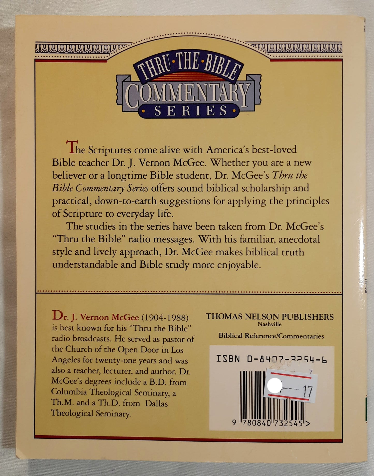 Thru the Bible Commentary Series: The Law: Exodus Chapters 1-18 by J. Vernon McGee (Very good, 1991, Pbk, 168 pages, Thomas Nelson)