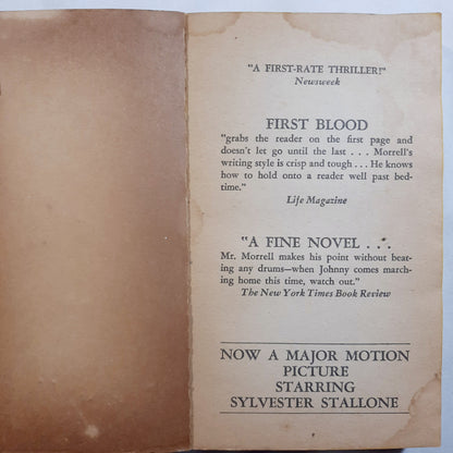 First Blood by David Morrell (Acceptable, 1972, Pbk, 256 pages, Fawcett Crest)