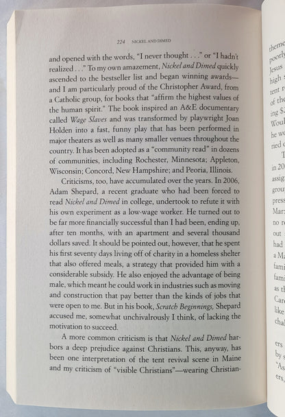 Nickel and Dimed: On (Not) Getting By in America by Barbara Ehrenreich (Very Good, 2011, Pbk, 244 pages, Picador)