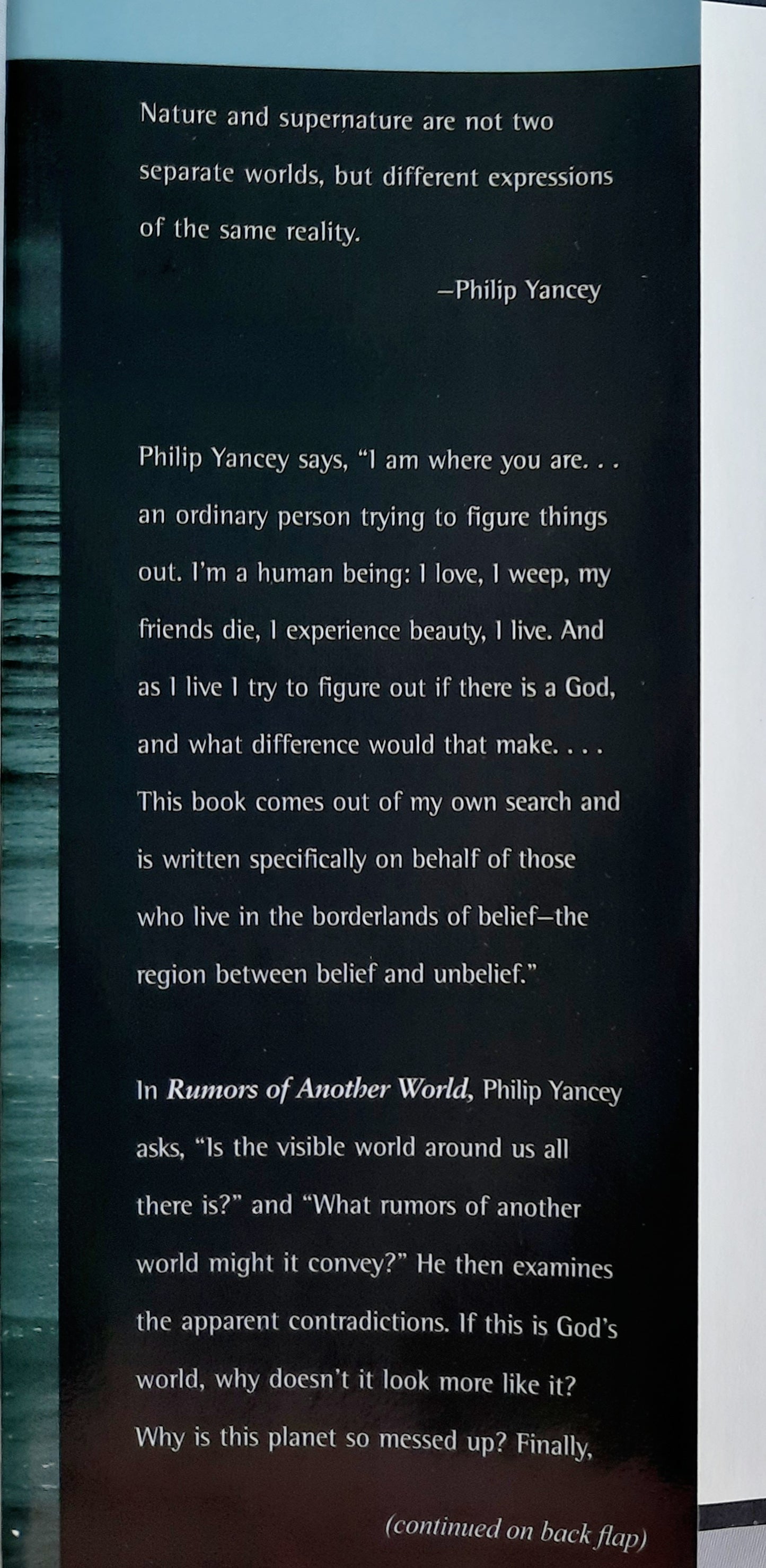 Rumors of Another World: What on Earth Are We Missing? by Philip Yancey (Good, 2003, HC, 262 pages, Zondervan)