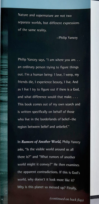 Rumors of Another World: What on Earth Are We Missing? by Philip Yancey (Good, 2003, HC, 262 pages, Zondervan)